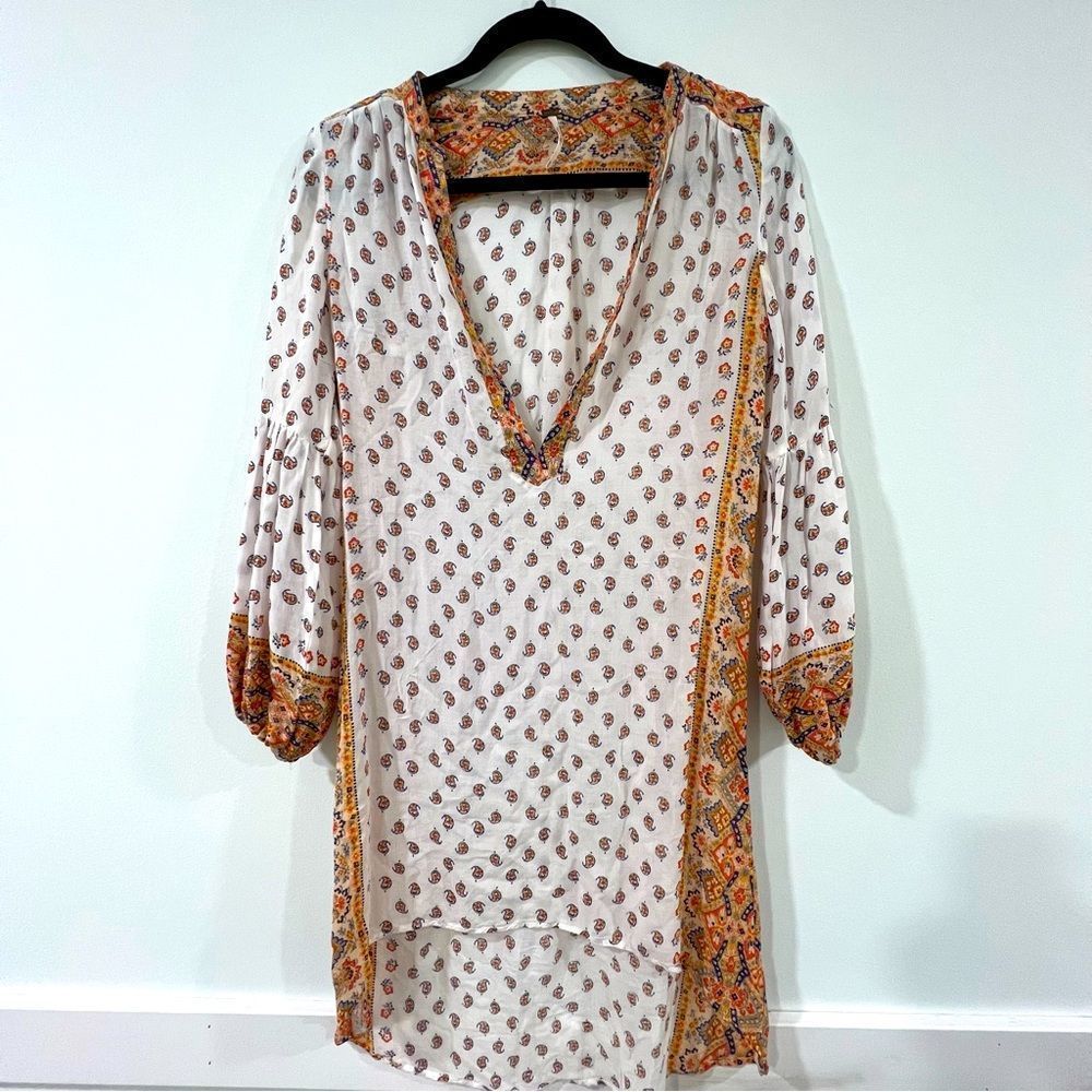 Free People High Low Dress in Cream and Orange